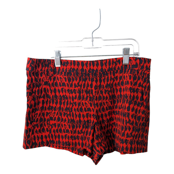 French Connection Womens Sz 6 Shorts Red Black Abstract Print Stretch - Picture 1 of 13